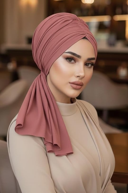 Koyu Pudra Tokalı Abiye Bone Şal / Hazır Duvak
