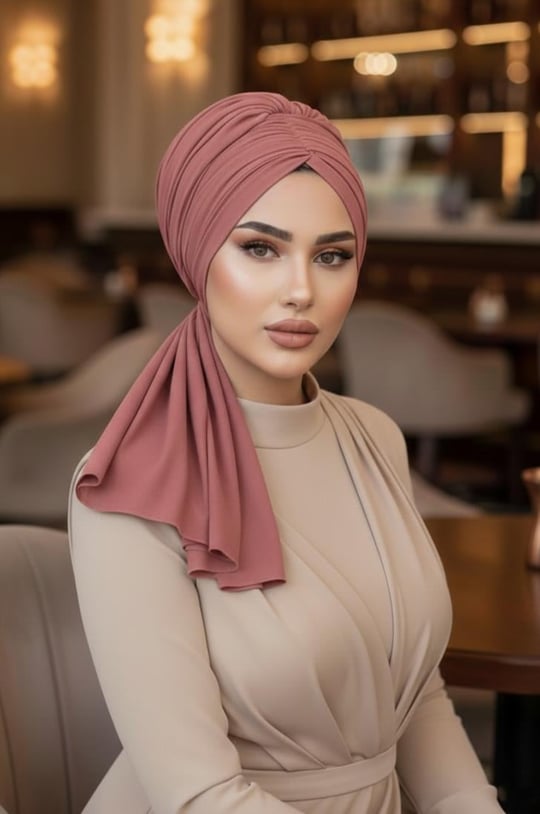 Koyu Pudra Tokalı Abiye Bone Şal / Hazır Duvak