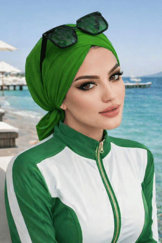 Yeşil Çapraz Bone / Deniz - Havuz Bonesi