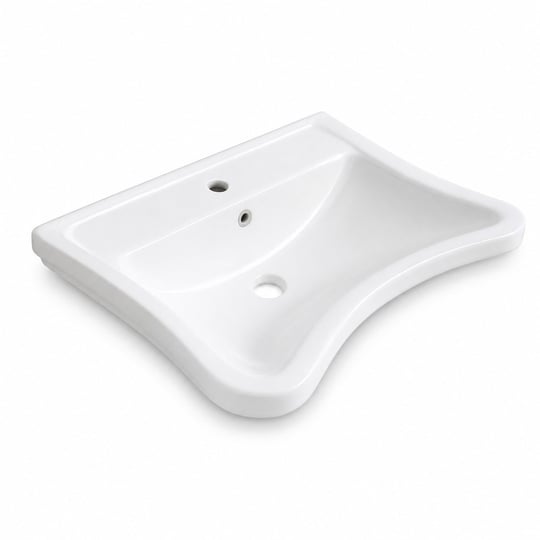 Quarter Bath Engelli Lavabo 50x60 cm – Duvara Asma Seramik Lavabo – Tekerlekli Sandalye Uyumlu – Parlak Beyaz | 70SD20060
