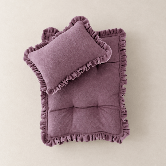 Dusty Rose Ruffled Newborn Posing Mattress & Pillow Set