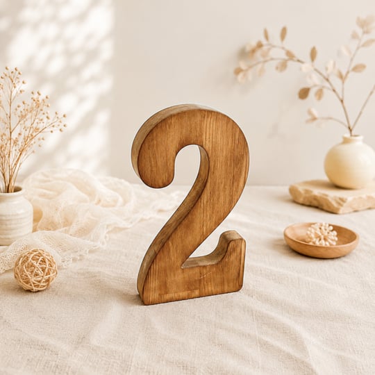 Doğal Ahşap 2 Rakamı – 2 Yaş Doğum Günü ve Cake Smash Fotoğraf Çekim Dekoru