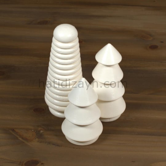 Kırık Beyaz Ahşap Ağaç Seti (3’lü)
