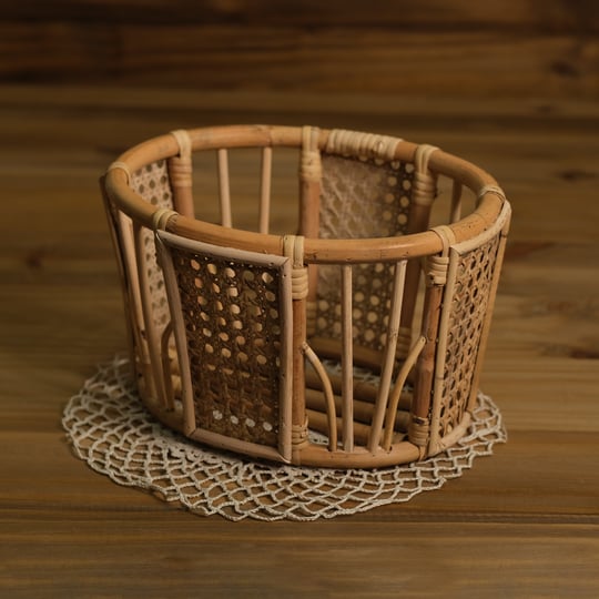 Oval Basket Natural – İthal Rattan El Yapımı Sepet (Yenidoğan Çekim & Dekor)