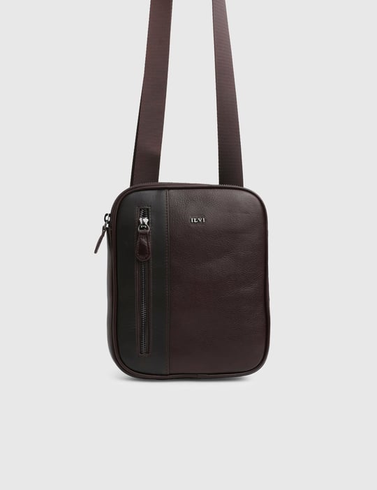 Karsen Black Crocodile Leather Men's Shoulder Bag - İLVİ