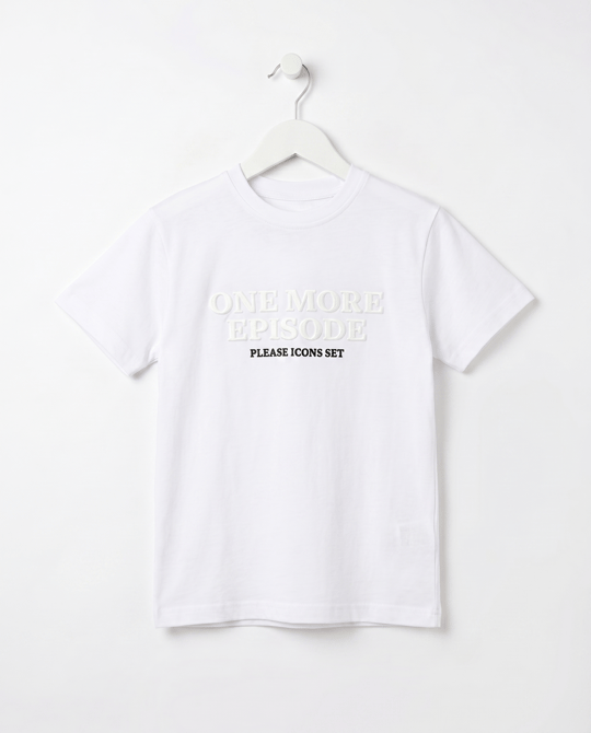 10106 One More Baskılı Erkek Çocuk T-Shirt (5-8 Yaş) BEYAZ