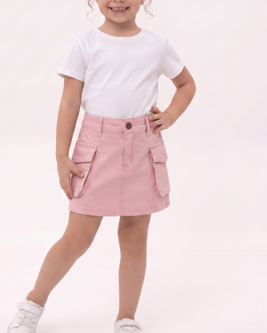 1783 Kargo Cepli Kız Çocuk Etek PEMBE