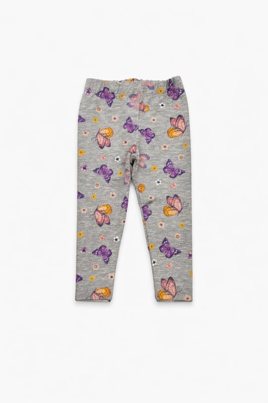 2348 Kelebek Desenli İki İplik Şardonlu Tayt GRİ