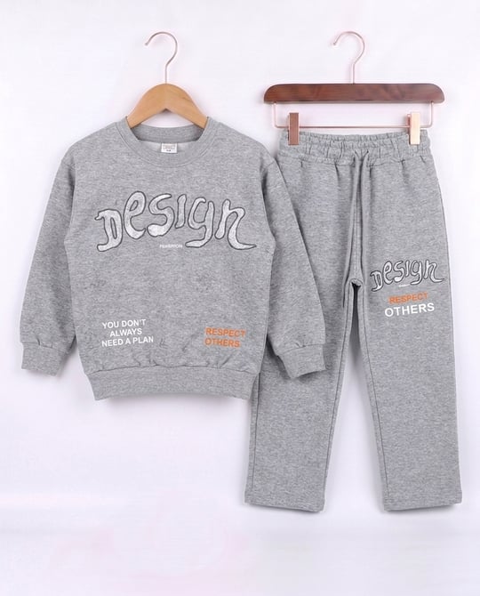 261157 Design Baskılı İkili Takım GRİ