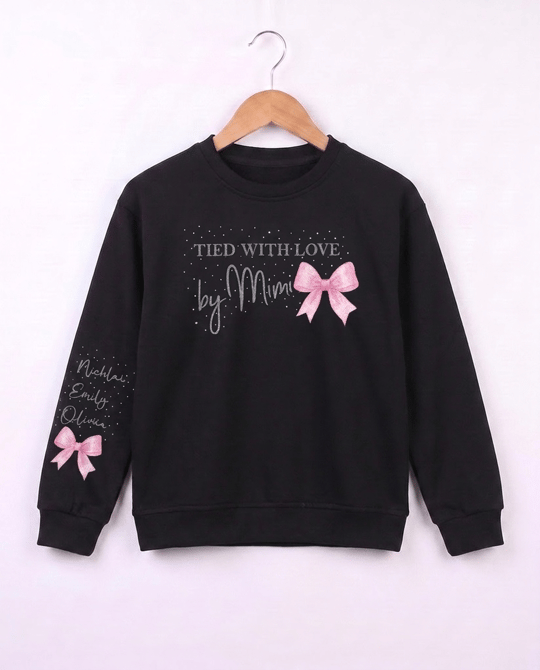26644 Tied White Love Baskılı Sweat SİYAH