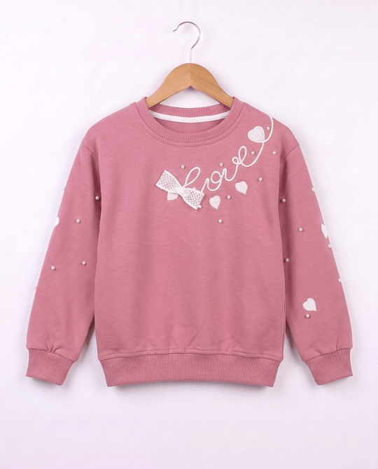 26649 Lovely Nakışlı Sweat PEMBE