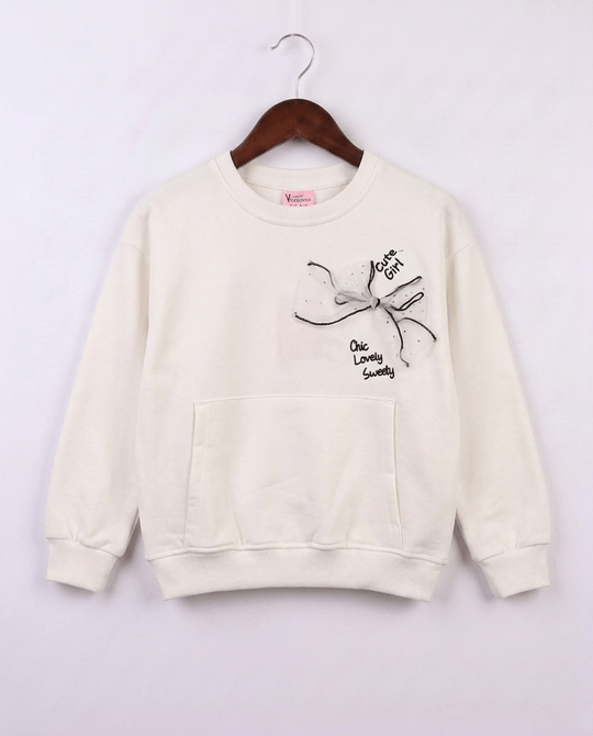 26745 Cute Girl Nakışlı Sweat BEYAZ