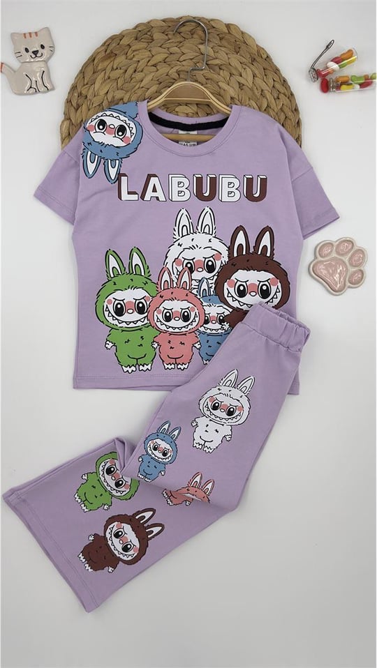5025-4 Labubu Karakterli Kız Takım LİLA