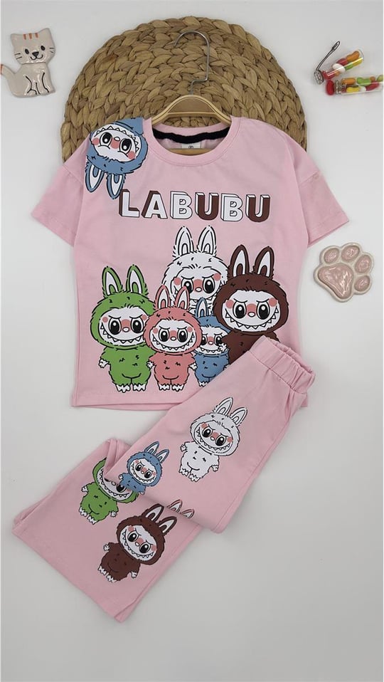 5025-4 Labubu Karakterli Kız Takım PEMBE