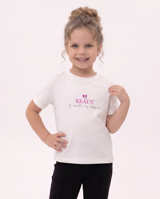 6264704 Ready Baskılı Yırtmaçlı T-Shirt BEYAZ