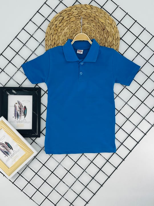 1208 Kısa Kol Unisex Yakalı Çocuk Lacost-KOYU MAVİ