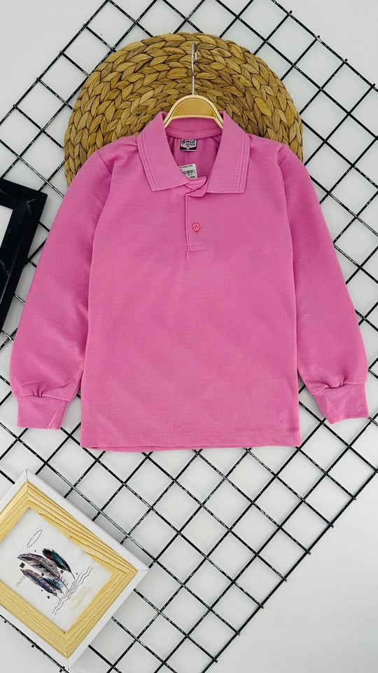 1211 Uzun Kol Unisex Yakalı Çocuk Lacost-PEMBE
