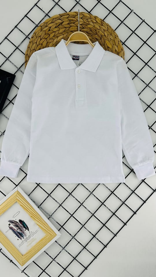 1213 Uzun Kol Unisex Yakalı Çocuk Lacost-BEYAZ