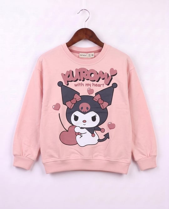 21702 Kuromi Kalp Baskılı Kız Çocuk Sweat-SOMON