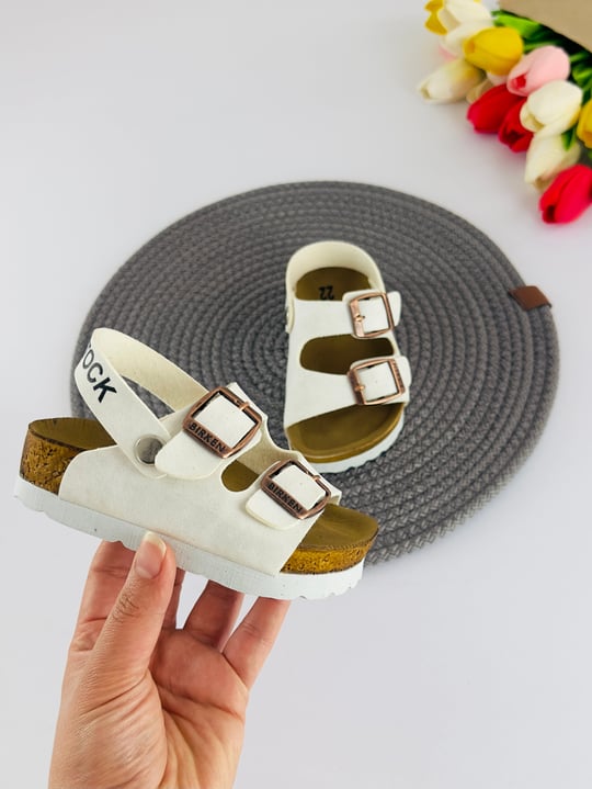 2230-1 Birknstck Sandalet Model Unisex Çocuk Terlik-BEYAZ