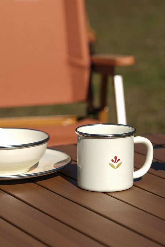 Cozy Emaye Kupa Bej 8 cm