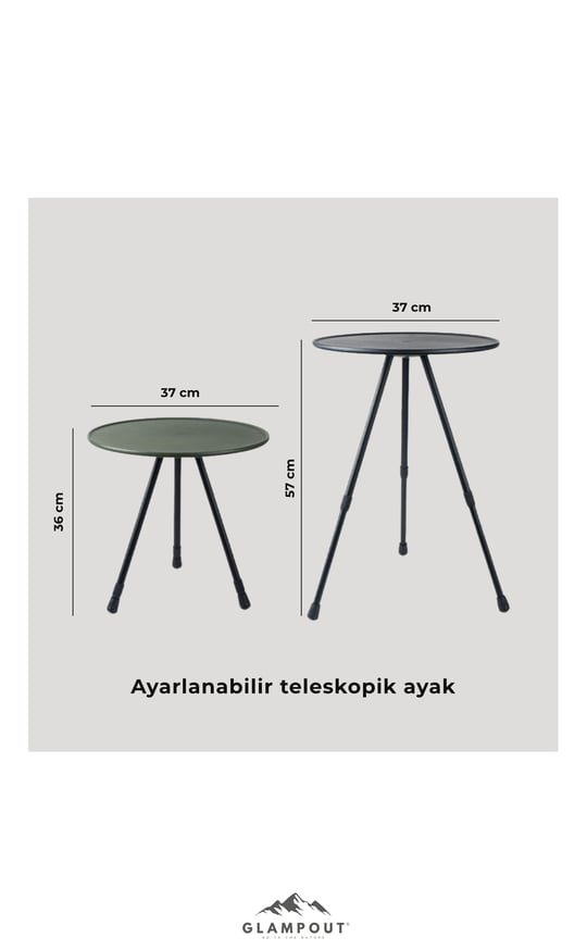Teleskopik Ayaklı Kamp Sehpası 37x36-57 cm Yeşil  