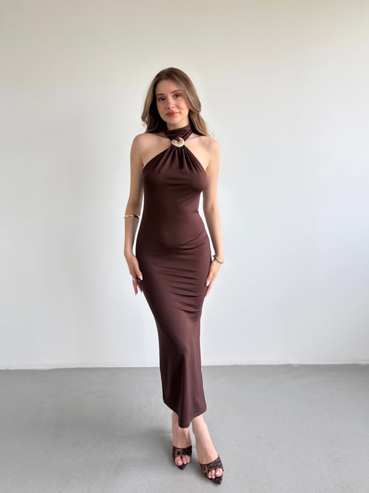 Aksesuarlı Halter Elbise