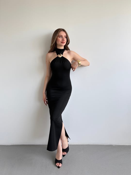 Aksesuarlı Halter Elbise