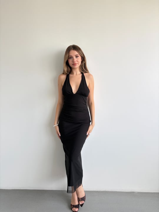 Halter Yaka Midi Elbise