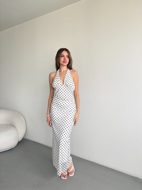 Halter Yaka Midi Elbise