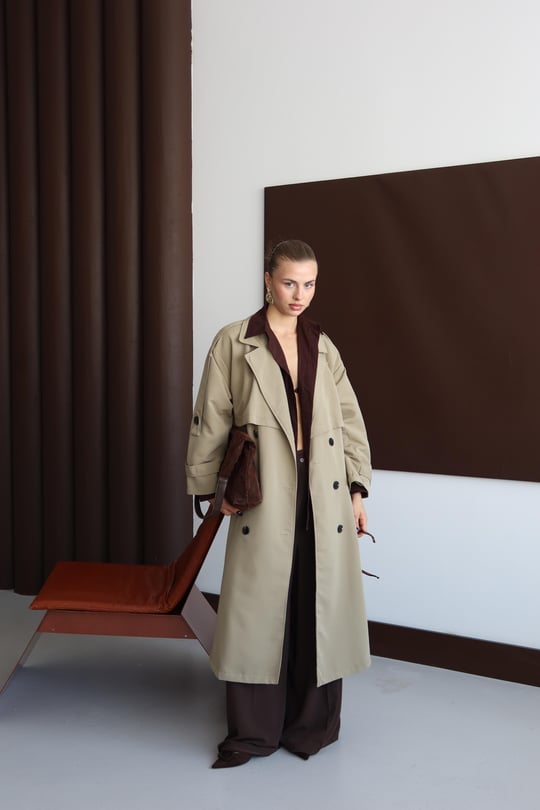 Oversize Premium Trençkot Haki