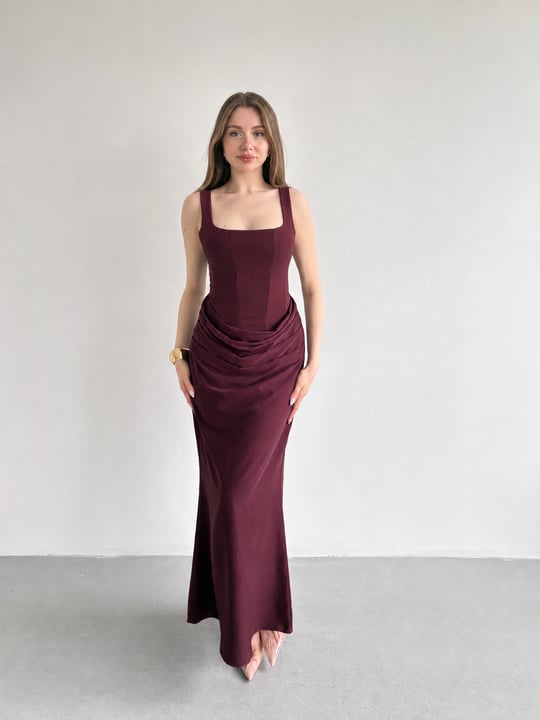 Premium Drape Detay Maxi Elbise