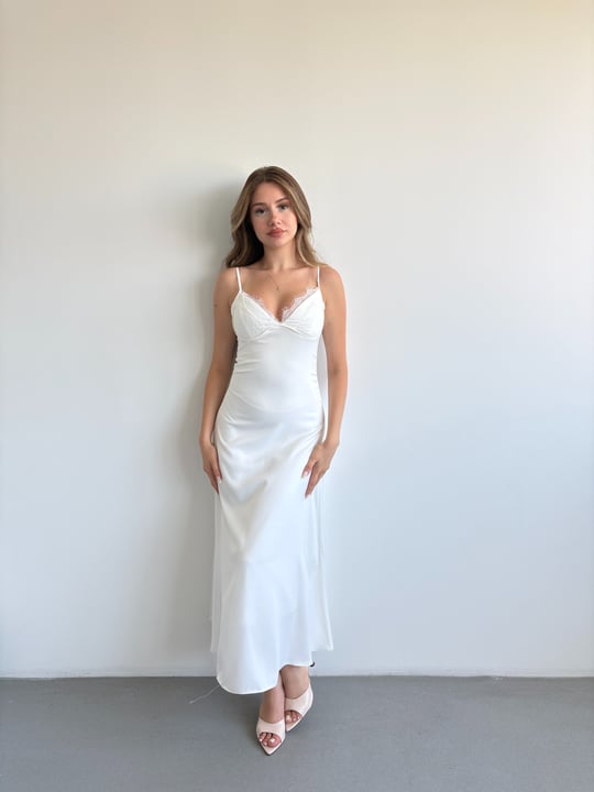 Saten Dantelli Elbise