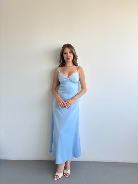 Saten Dantelli Elbise