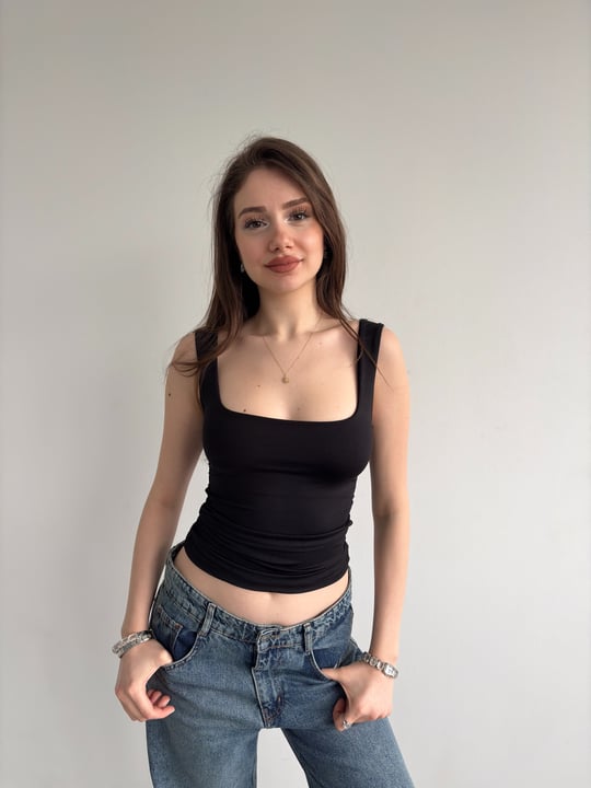 Yan Büzgü Kolsuz Crop