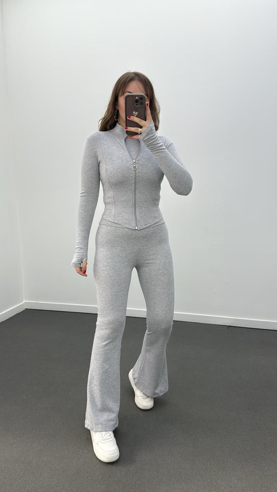 Eduardo Gri Melanj Bel Korsajlı Flare Tayt Pantolon