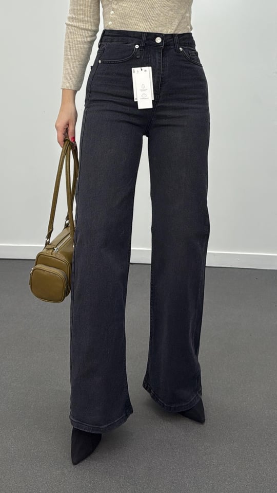 Helsinki Antrasit Yıkamalı Wide Leg Jeans