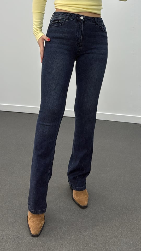 Riote Dark Blue Push Up Toparlayıcı Flare Jeans