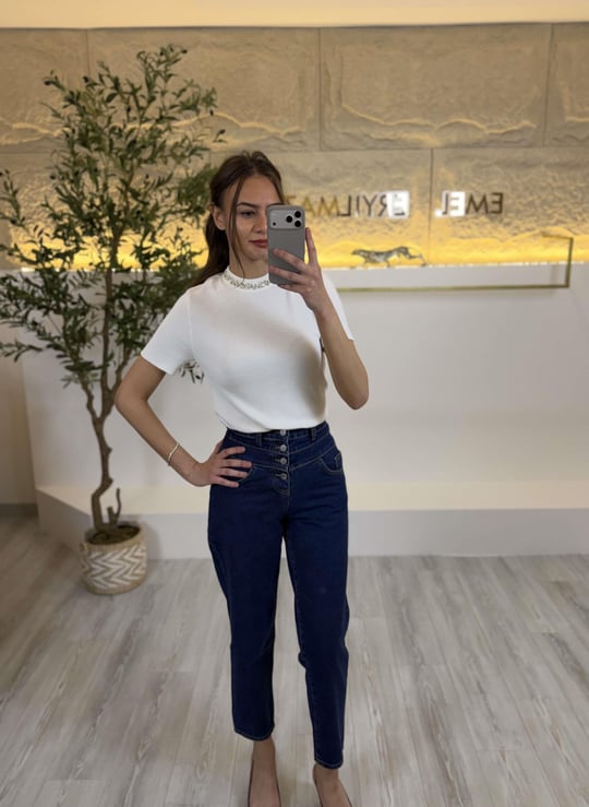 Düğme Detaylı Denim