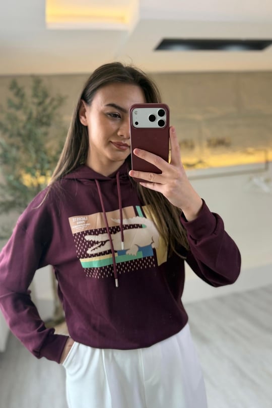 LCS Kapüşonlu Sweat Bordo