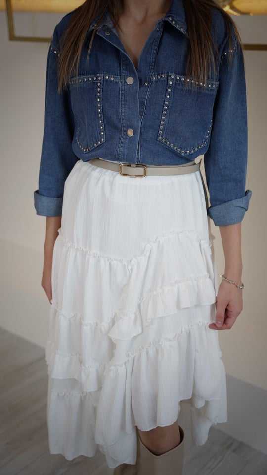 Zımba Detaylı Denim Gömlek