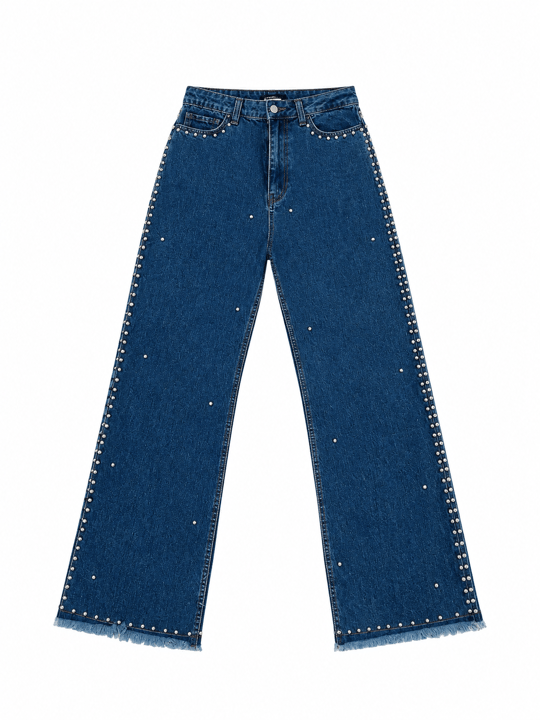 Zımba Detaylı Denim Takım
