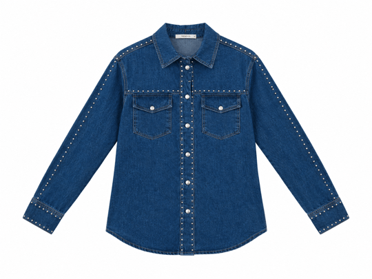 Zımba Detaylı Denim Takım