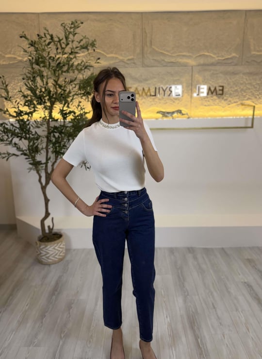Düğme Detaylı Denim