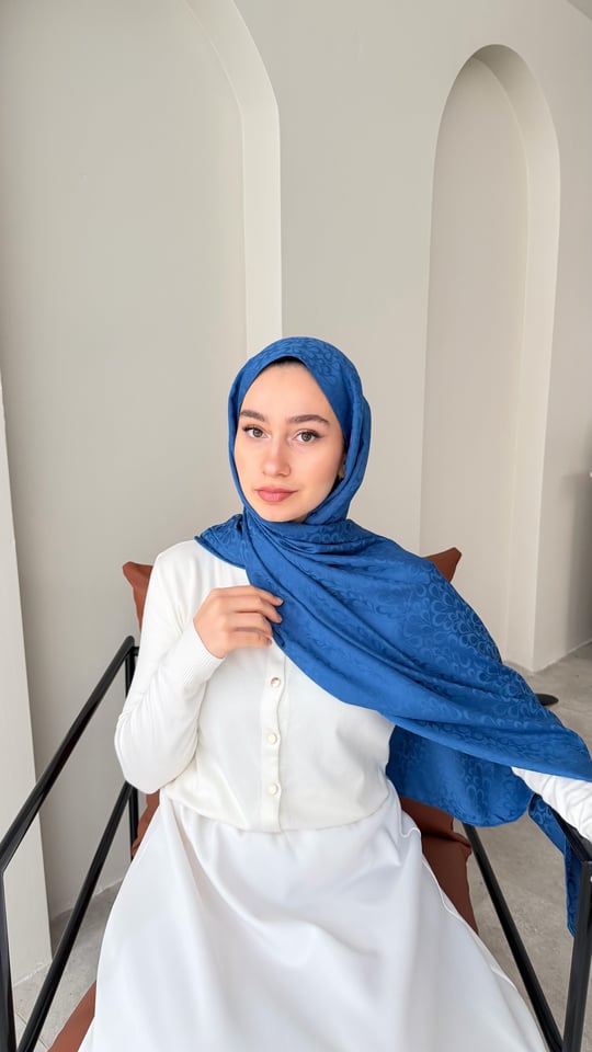 Liva İpeksi Jakar Şal - Açık Lacivert