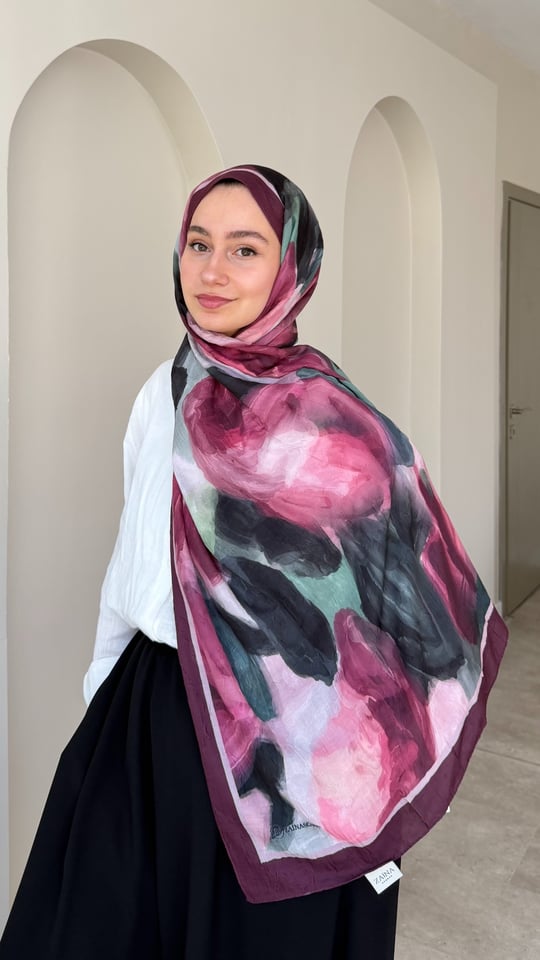 Mirel Bambu Kraş Şal - Mürdüm