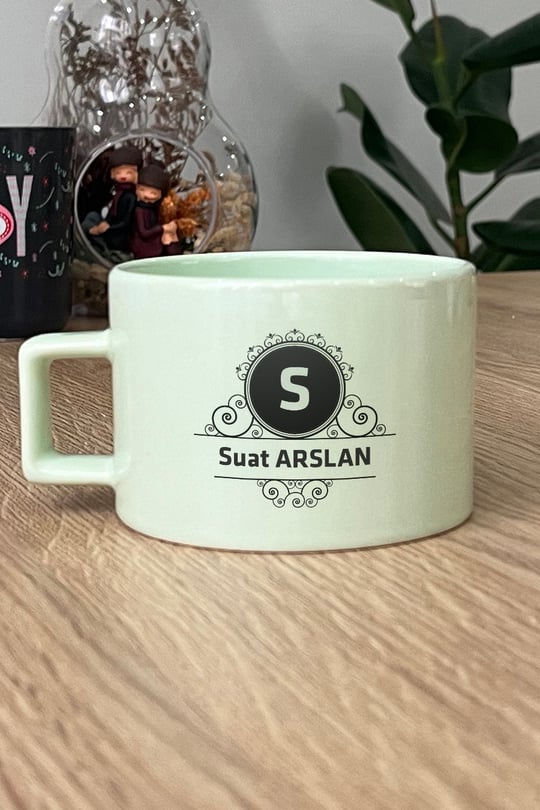 Baş Harf ve İsim Kişiye Özel Lüks Pastel Fincan