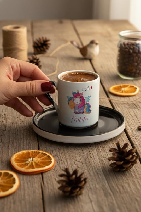 Be Cutie Unicorn  Kişiye Özel Türk Kahvesi Fincanı