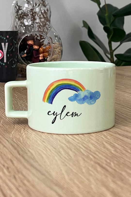 Gökkuşağı Kişiye Özel Lüks Pastel Fincan