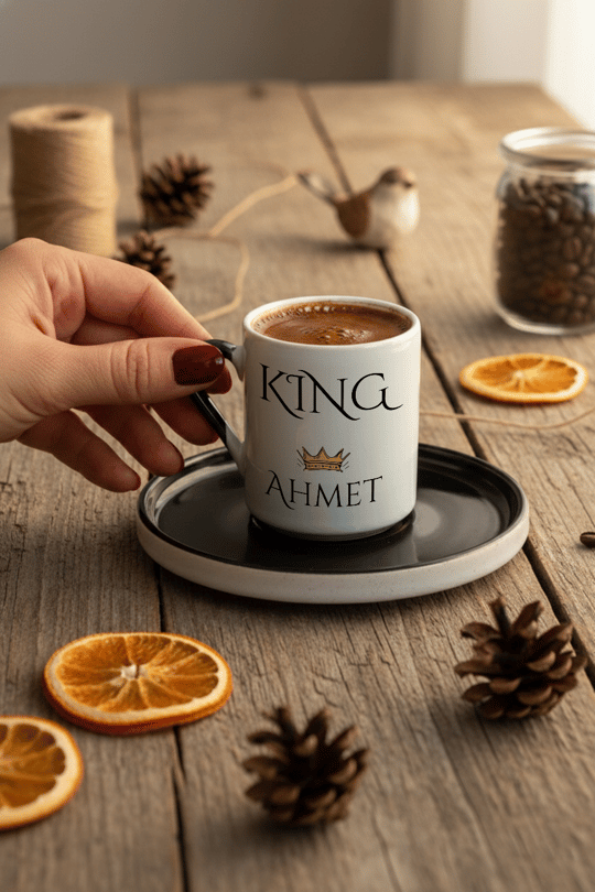 King Kişiye Özel Türk Kahvesi Fincanı